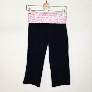 PINK Victoria's Secret Black Leggings with Pink Waistband